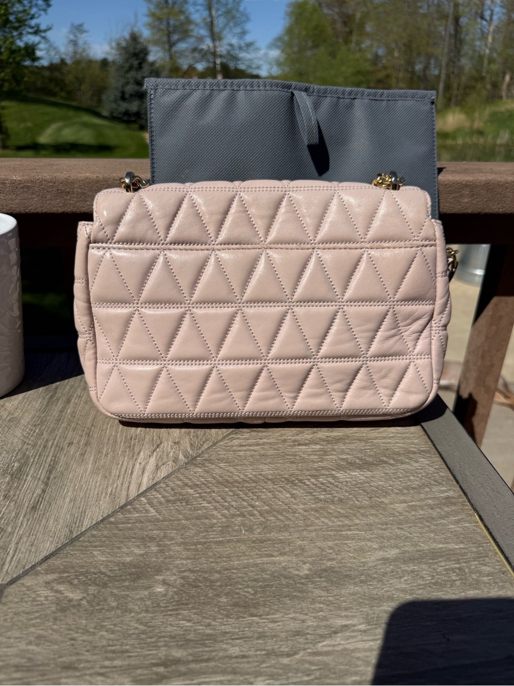 GUC Michael Kors Sloan Large Quilted-Leather Lambskin Soft Pink Shoulder Bag - Picture 5 of 9
